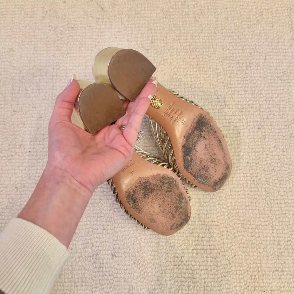 AQUAZZURA Club 50 Leather Sandals - EU 37 - Picture 13 of 14